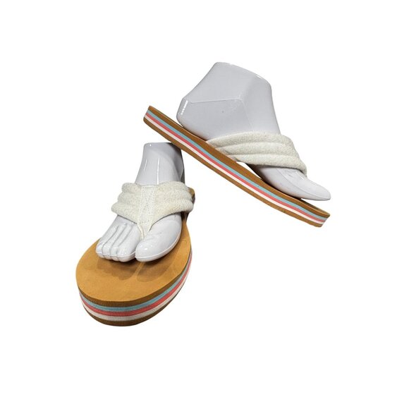 No Boundaries Size 10 White Strap Flip Flop Sandals Multicolor Platform Sole - Picture 1 of 5